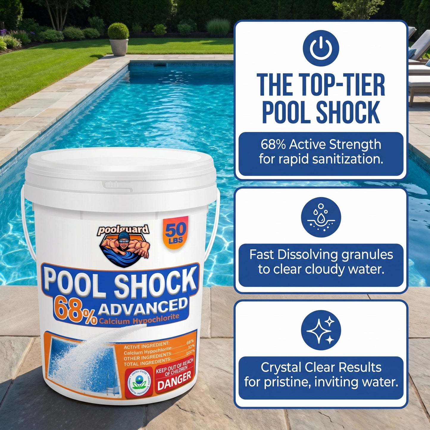Pool Shock - 50 lbs Bucket for Swimming Pools
