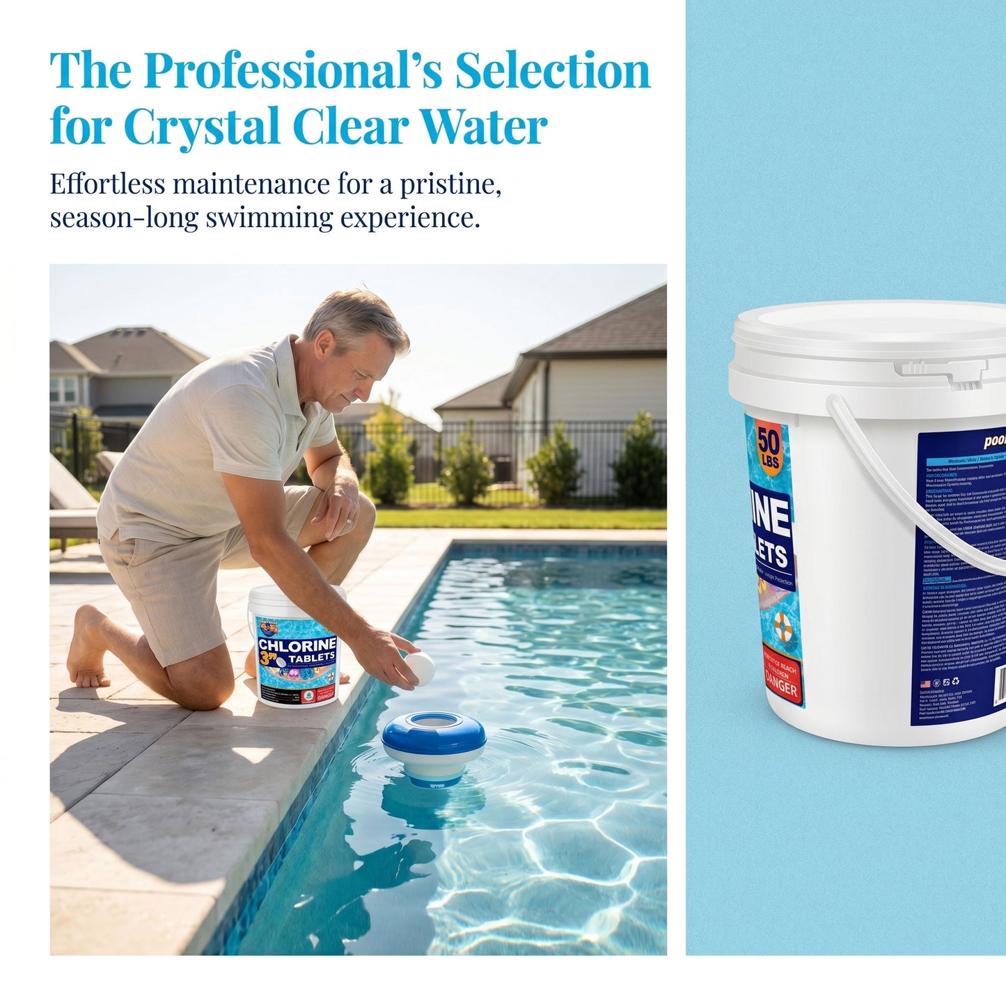 50 lbs 3-Inch Stabilized Chlorine Tablets (90% Available Chlorine)